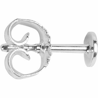 Oorstekers, sterling zilver, L: 13 mm, 10 stuk