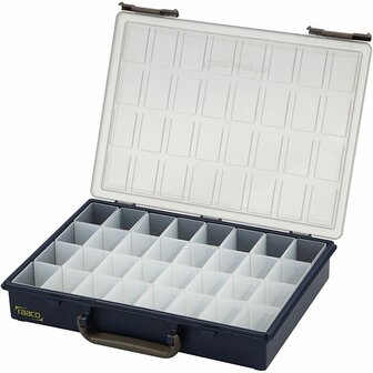 Opslag box, 32 losse vakken, H: 5,7 cm, afm 33,8x26,1 cm, 1 stuk