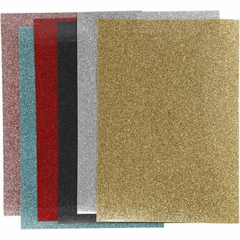 Opstrijkfolie - Glitter Opstrijkfolie - DIY Transferfolie - Diverse Kleuren - Formaat 148x210mm - Set van 6 Vellen