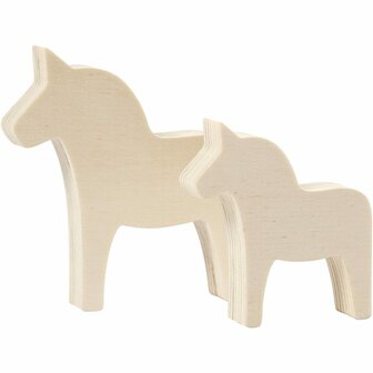 Paard - Decoratief Paard - DIY Creatieve Decoratie - Hobby Paardjes Voor Decoratie - Hoogte 8+10cm - Breedte 7+9,5cm - Dikte 1,8cm - Set Van 2