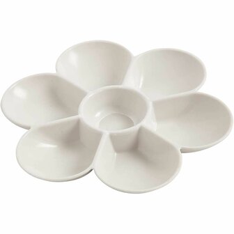 Palet In Bloemvorm Wit - Verfpalet Kunstschilders - Acrylverf Mengpalet - Hobby Palet - DIY Verfschilderen - Waterverf Palet - Bloemvormig Palet - D 17,5 cm - 1 Stuk
