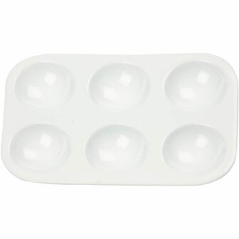 Palet plastic - Kunststof schilderpalet - Rechthoekig palet - Palet met 6 vakken - DIY schilderen - Kunstschilder gereedschap - 12x8 cm - 10 stuks
