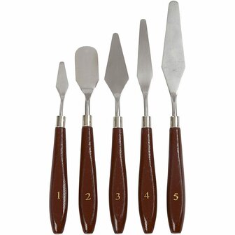 Paletmessen set, L: 17-23 cm, B: 1,5-2,5 cm, 5 stuk