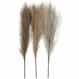 Kunstmatig Pampasgras - Luxe Droogbloemen Set - Licht Beige, Lichtbruin &amp; Lichtgrijs - Perfect Voor Interieur &amp; Home Decor - Hoogwaardige Kwaliteit - Lengte 50 cm - Set Van 3 Stelen