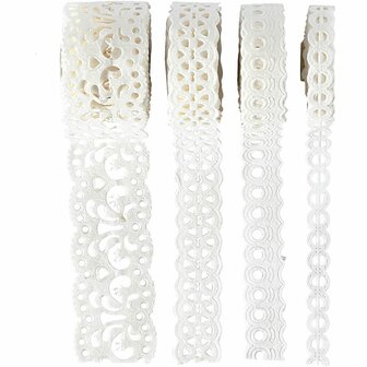 Paper Lace Borders - Kant Design - Wit - B: 8-23 mm - 4x2 m - Zelfklevende Papieren Randen Voor Scrapbooking, Kaarten &amp; Creatieve Projecten - Wit Papier
