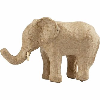 Papier Mache Olifant - DIY Decoratie - Naturel - 9x13 cm - 1 Stuk - Handgemaakte Papier-Mach&eacute; Olifant Voor Schilderen, Beplakken &amp; Knutselen - Naturel Bruin