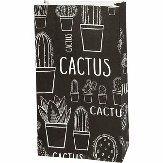 Papieren zakken, cactus, H: 21 cm, afm 6x12 cm, 80 gr, 8 stuk/ 1 doos