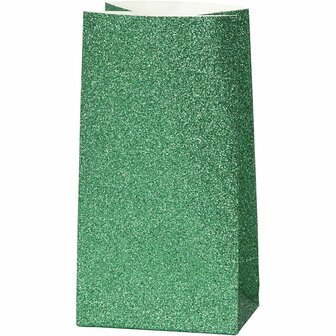 Papieren zakken, groen, H: 17 cm, afm 6x9 cm, 150 gr, 8 stuk/ 1 doos