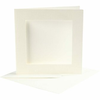 Passepartout Kaarten - Off-White - Decoratieve Kaarten - DIY Hobby Kaarten Voor Projecten - Formaat 12,5x12,5cm - Envelop 13,5x13,5cm - Set Van 10