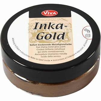 Pasta Wax - Metallic Inka Gold Verf - Brown Gold - Viva Decor - Voor DIY Decoraties En Creatieve Projecten - Goudkleurige Verf - Metalen Effect - Hobby Verf - Inhoud 50 ml
