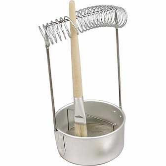 Penseelreiniger - 23x11 cm - 1 Stuk - Aluminium Pot Met Zeef Voor Effici&euml;nt Penselen Reinigen - Ideaal Voor Aquarel, Acryl &amp; Olieverf