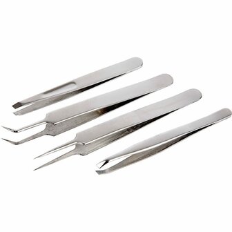 Pincet Set - DIY Precisie Tool - Creatieve Hobby Pincet Voor Knutselen - Lengte 9-12cm - Set Van 4 Stuks