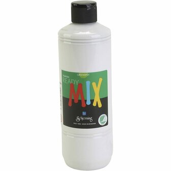Plakkaatverf - Wit - Milieuvriendelijk - Matt - Greenspot - 500 ml - Waterbasis - Uitstekende Dekking - Voor Papier, Karton en Hout - Droogt Snel en Gemakkelijk Verwerkbaar