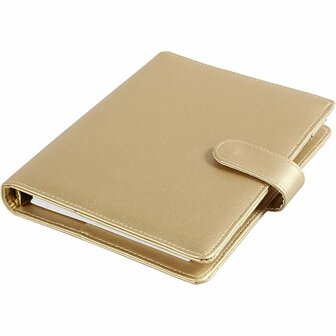 Planner / Bulletjournal - Goud - 19x23,5x4 cm - Luxe Notitieboek Met Ringband &amp; Drukknopsluiting - Inclusief Notitiepagina&#039;s &amp; Planner Secties