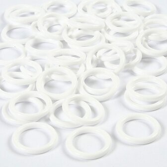 Witte Ringen - Plastic Ringetjes - Decoratie Ringen - 15 mm Ringen - 2 mm Dikte - 50 Stuks