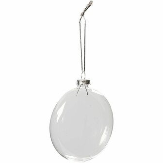 Plat Glazen Kerstbal - DIY Transparante Hanger - Vulbare Glazen Bal Voor Kerstboom Decoratie - Knutsel &amp; Versierbare Kerstornamenten - Unieke Creatieve Kerstdecoratie - &Oslash;8 cm - 6 Stuks