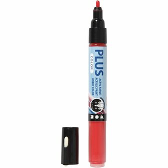 Acrylstift Dieprood - Acrylmarker - Verfstift - Multi Stift - Waterbasis Tekenstift - Stift Steen Papier Canvas Glas Porselein Plastic Hout Karton Metaal - Crimson Red - Lijndikte 1-2mm - Plus Color