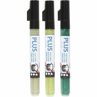 Acrylstift Set Donkergroen, Groen, Lichtgroen - Acrylmarker - Verfstift - Multi Stift - Waterbasis Tekenstift - Stift Steen Papier Canvas Glas Porselein Plastic Hout Karton Metaal - Donkergroen, Eucal