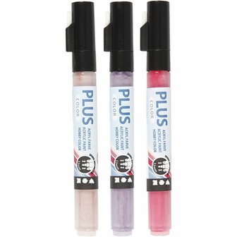 Acrylstift Set Roze, Oudroze, Donkerlila - Acrylmarker - Verfstift - Multi Stift - Waterbasis Tekenstift - Stift Steen Papier Canvas Glas Porselein Plastic Hout Karton Metaal - Fuchsia, Dusty Rose - L