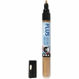 Acrylstift Goud - Acrylmarker - Verfstift - Multi Stift - Waterbasis Tekenstift - Stift Steen Papier Canvas Glas Porselein Plastic Hout Karton Metaal - Goud - Lijndikte 1-2mm - Plus Color
