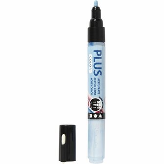 Acrylstift Lichtblauw - Acrylmarker - Verfstift - Multi Stift - Waterbasis Tekenstift - Stift Steen Papier Canvas Glas Porselein Plastic Hout Karton Metaal - Hemelsblauw - Lijndikte 1-2mm - Plus Color