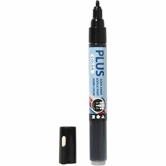 Plus Color Marker, zwart, 5,5 ml, L: 14,5 cm, lijndikte 1-2 mm, 1 stuk