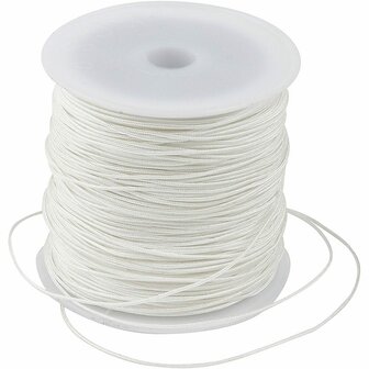 Polyester Koord - Wit Polyester Draad - Hobby Koord En Draad - Sieraden Maken - DIY Koord - Macram&eacute; Koord - Knutsel Koord - Koord Voor Handwerk - Dikte 1mm - 50 Meter