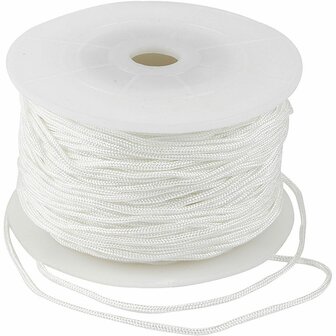 Polyester Koord - Wit Polyester Draad - Hobby Koord En Draad - Sieraden Maken - DIY Koord - Macram&eacute; Koord - Knutsel Koord - Koord Voor Handwerk - Dikte 2mm - 50 Meter