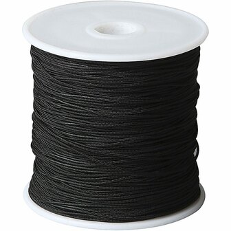 Polyester Koord - Zwart Polyester Draad - Hobby Koord En Draad - Sieraden Maken - DIY Koord - Macram&eacute; Koord - Knutsel Koord - Koord Voor Handwerk - Dikte 1mm - 50 Meter