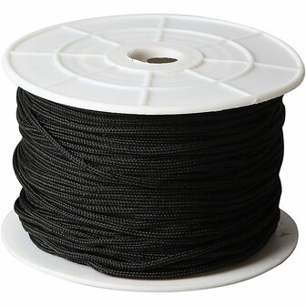 Polyester Koord - Zwart Polyester Draad - Hobby Koord En Draad - Sieraden Maken - DIY Koord - Macram&eacute; Koord - Knutsel Koord - Koord Voor Handwerk - Dikte 2mm - 50 Meter