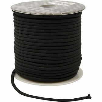 Polyester Koord - Zwart Polyester Draad - Hobby Koord En Draad - Sieraden Maken - DIY Koord - Macram&eacute; Koord - Knutsel Koord - Koord Voor Handwerk - Dikte 4mm - 40 Meter