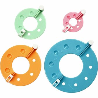 Pom Pom maker, d 3,5+5,5+7+9 cm, 4 stuk/ 1 set