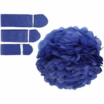 Zijdepapier Pompons Donkerblauw - Happy Moments Pompons Set - DIY Donkerblauwe Pompons - Creatieve Feestdecoratie - Zijdepapier Decoratie Pompons - Diameter 20, 24, 30 cm - 3 Stuks