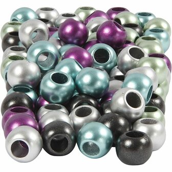 Plastic Kralen - Metallic Hobbykralen - Pony Kralen Voor DIY Sieraden - Decoratieve Plastic Kralen - Diameter 10mm - Gatgrootte 4mm - 60gr - 125ml