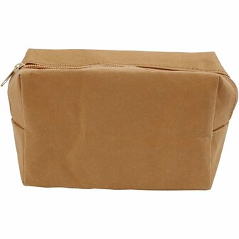 Portemonnee - Lichtbruin Leerpapier - Duurzaam, Flexibel &amp; Wasbaar - Stijlvolle Portemonnee Met Ritssluiting - Voor Geld, Pasjes &amp; Kleingeld - 16,5x6,5x10 cm - 1 Stuk