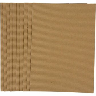 Ribbelkarton 25x35cm - Bruin Karton Met Textuur Voor Hobby - Golfkarton Knutselen - Knutselkarton Geribbeld - Textuurkarton - 120 Grams - Set van 10 Vellen