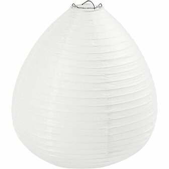 Rijstpapier Lamp Druppel - Witte Papieren Hanglamp - Oosterse Lampion 25 cm - Met Standaard - DIY Te Versieren Met Verf, Stiften, Decoupage &amp; Creatieve Hobbytechnieken