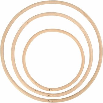 Ringen - Onbewerkte Bamboe Ringen - Decoratie Objecten - Naturel - Diameters: 15,3+20,3+25,5 cm - 3 Stuks