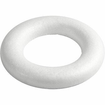 Styropor Ringen - Platte Achterkant - Lichtgewicht &amp; Veelzijdig - Perfect Voor Kransen, Bloemstukken &amp; DIY Decoratie - Wit - 20 cm - Dikte 25 mm - 1 Stuk