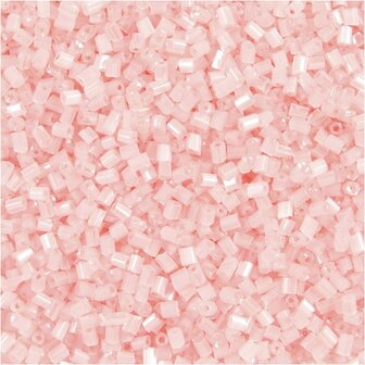 Rocailles 2-cut, transparant roze, d 1,7 mm, afm 15/0 , gatgrootte 0,5 mm, 25 gr