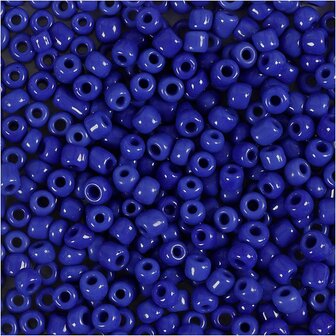 Rocailles, blauw, d 3 mm, afm 8/0 , gatgrootte 0,6-1,0 mm, 25 gr/ 1 doos