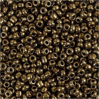 Rocailles, brons, d 3 mm, afm 8/0 , gatgrootte 0,6-1,0 mm, 25 gr/ 1 doos