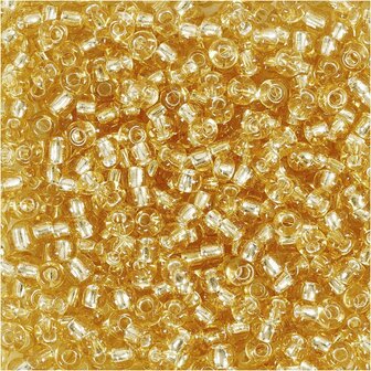 Rocailles, goud, d 3 mm, afm 8/0 , gatgrootte 0,6-1,0 mm, 25 gr