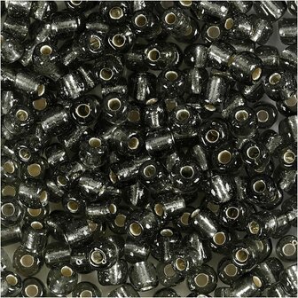 Rocailles, helder grijs, d 4 mm, afm 6/0 , gatgrootte 0,9-1,2 mm, 25 gr
