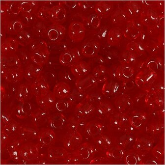 Rocailles, helder rood, d 4 mm, afm 6/0 , gatgrootte 0,9-1,2 mm, 25 gr/ 1 doos