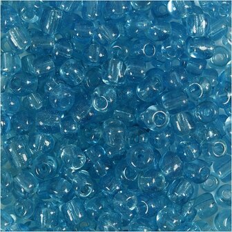 Rocailles, helder turquoise, d 4 mm, afm 6/0 , gatgrootte 0,9-1,2 mm, 25 gr