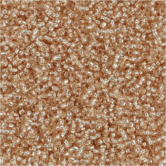 Rocailles, peach, d 1,7 mm, afm 15/0 , gatgrootte 0,5-0,8 mm, 25 gr/ 1 doos