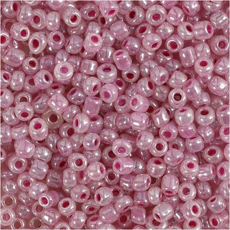 Rocailles, roze, d 3 mm, afm 8/0 , gatgrootte 0,6-1,0 mm, 25 gr/ 1 doos