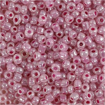 Rocailles, roze, d 3 mm, afm 8/0 , gatgrootte 0,6-1,0 mm, 25 gr
