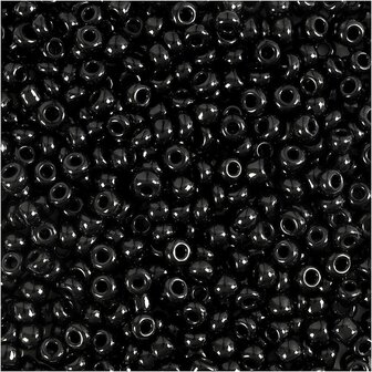Rocailles, zwart, d 3 mm, afm 8/0 , gatgrootte 0,6-1,0 mm, 500 gr/ 1 doos